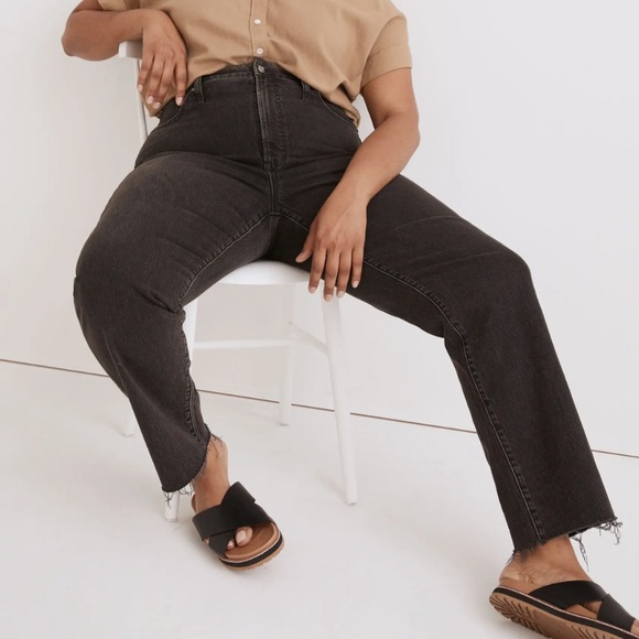 Black Curvy Perfect Vintage Straight Jean Madewell - Picture 2 of 8